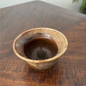 Elegant Ikebana Brown Ceramic Flower Frog